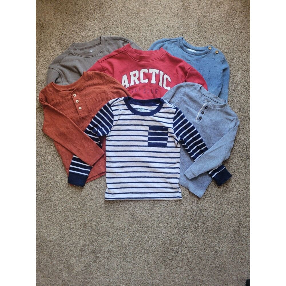 Boys Long Sleeve Shirt Bundle Lot of 6 Size 4-5T Thermal Henley Winter Tops